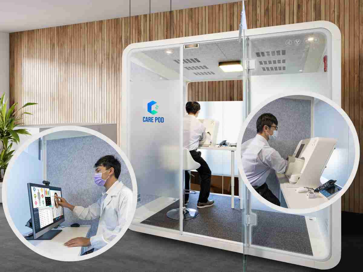 达擎于医疗科技展中展出＂远距诊疗舱＂，，，以因应医疗数字化及社会高龄化趋势下、、复诊及慢性病患等族群对于远距看诊需求逐渐升高所推出的创新整合方案。。。多功能合一、、高隐私性的远距诊疗舱可根据病患端与医师端的不同需求，，，提供弹性化及客制化功能，，，节省医生和病患的精力及时间