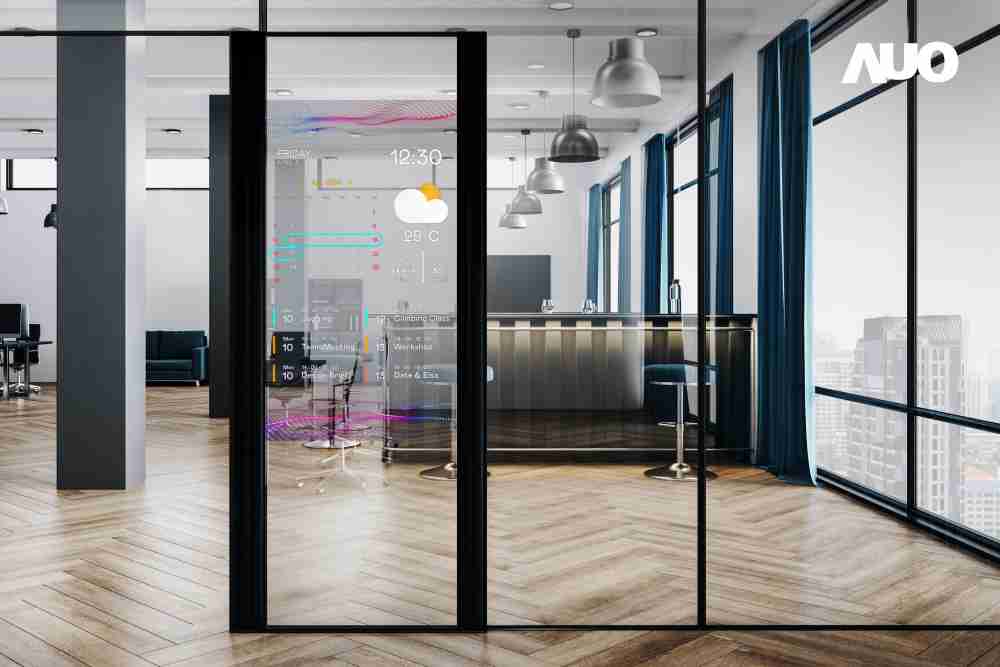 60吋Micro LED透明窗屏显示器，，，可依需求调整并延伸应用于不同场域，，，包括汽车侧窗或家庭玄关、、、、智慧橱窗、、、、商业展示等面向，，，提供丰富的信息娱乐内容